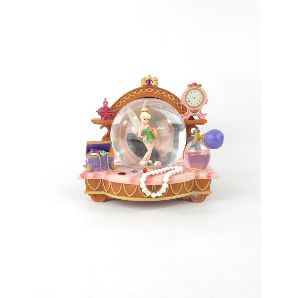 Walt Disney Peter Pan's Tinkerbell Vanity Mirror Musical Snowglobe Water Globe